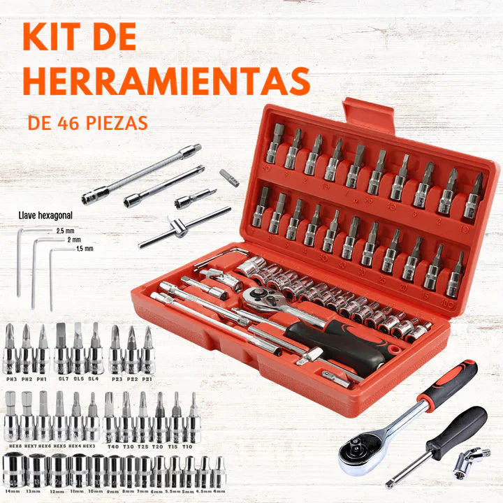 Caja de herramientas con 46 piezas